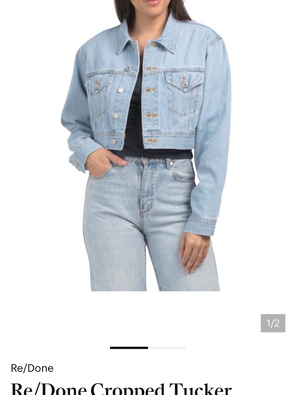 Re/Done airy indigo cropped Tucker Blue Denim Jean Jacket